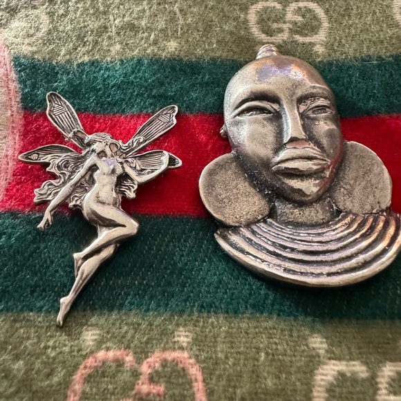 Sterling sliver faiy brooch & Tribal sterling brooch set